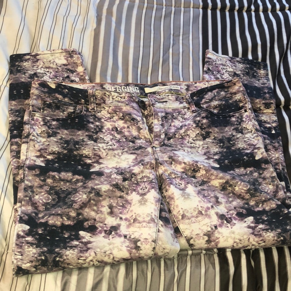 Purple White Black Acid Wash DKNY Jeggings